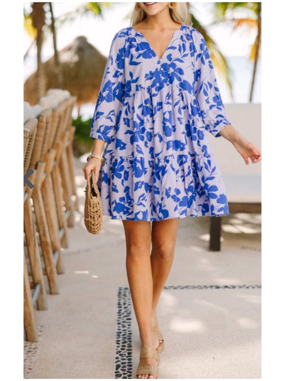 Shop The Mint Women’s Sz M Blue Babydoll Mini Dress Periwinkle Ruffle